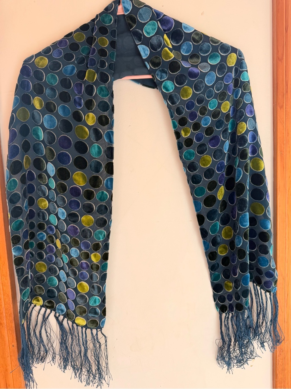 Oscar De La Renta Blue Polka Dot Scarf